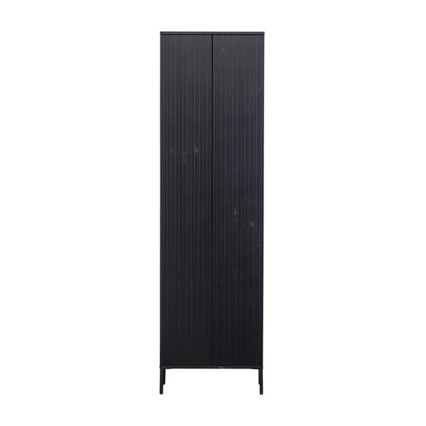 Czarna szafa z litego drewna sosnowego 60x210 cm Gravure – WOOOD
