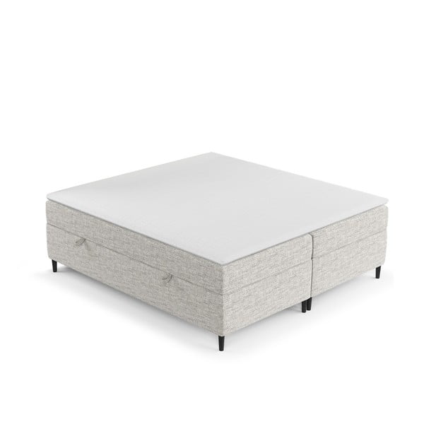 Jasnoszare łóżko boxspring ze schowkiem 160x200 cm Araya – Maison de Rêve