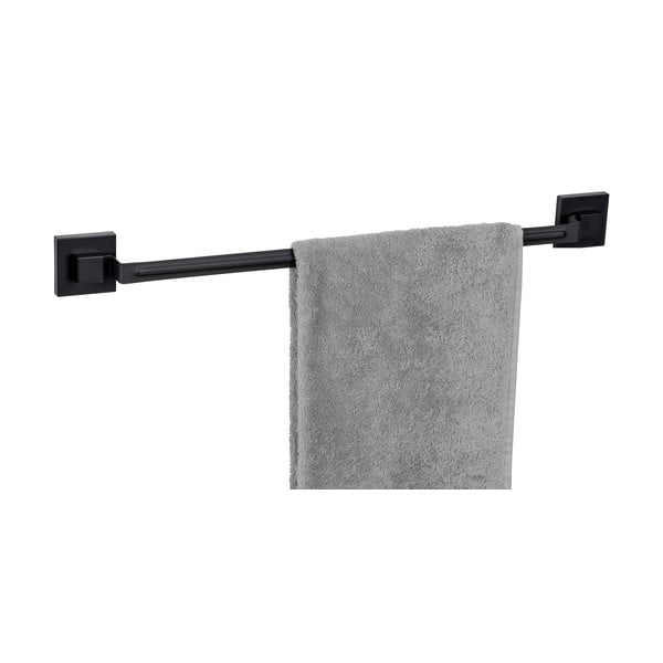 Czarny samoprzylepny wieszak na ręczniki ze stali nierdzewnej Quadro – Wenko-image-2