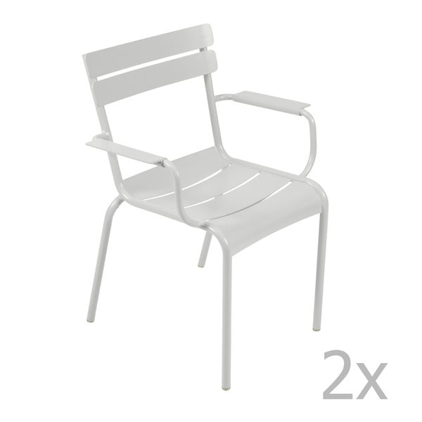 Zestaw 2 jasnoszarych krzeseł z podłokietnikami Fermob Luxembourg