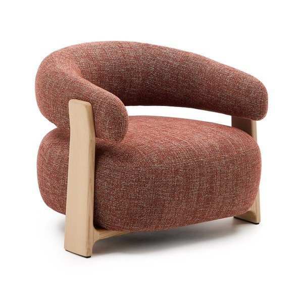 Fotel z tkaniny szenilowej w kolorze terakoty Granite – Kave Home