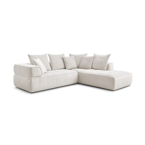 Beżowy narożnik z tkaniny szenilowej (prawostronny/w kształcie litery L) Whesley – Bobochic Paris-image-3