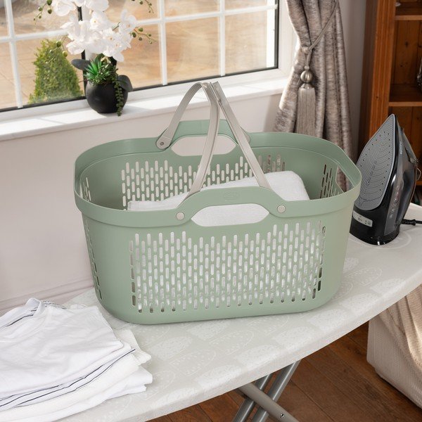 Jasnozielony plastikowy kosz na pranie 45 l – Addis-image-1