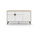 Biała niska komoda w dekorze dębu 140x79 cm Nola – Marckeric