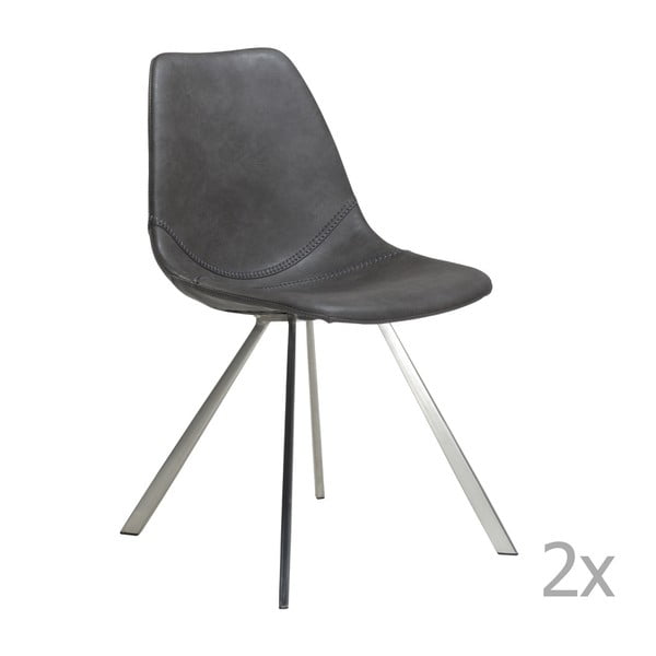 Zestaw 2 szarych krzeseł ze stalowymi nogami DAN– FORM Pitch