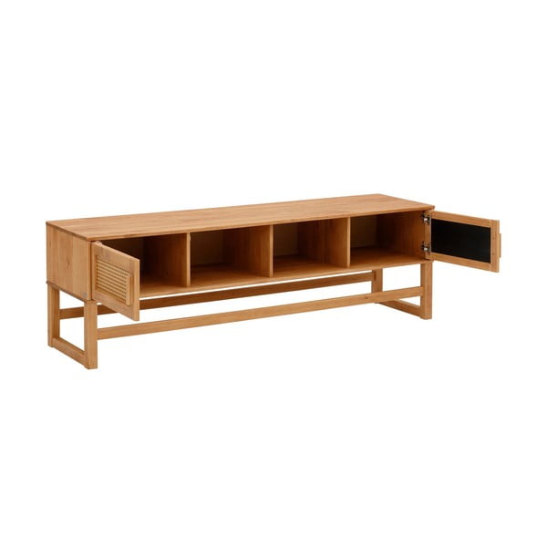 Stolik pod TV z drewna sosnowego z rattanowymi drzwiczkami Støraa Jolene-image-2