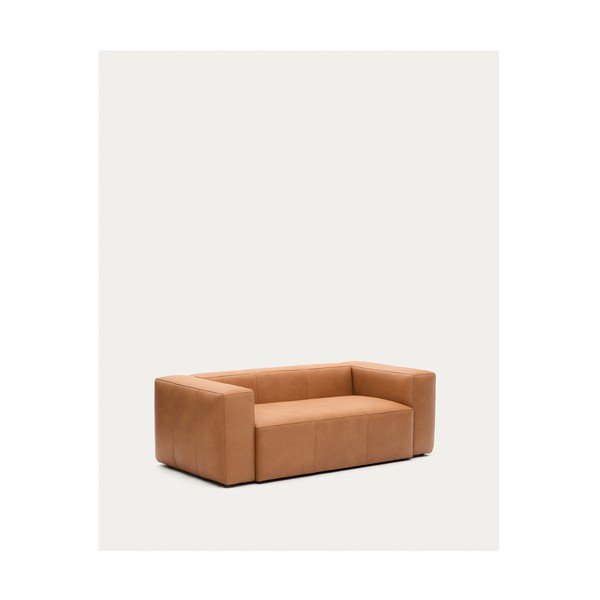 Brązowa skórzana sofa 210 cm Blok – Kave Home-image-2