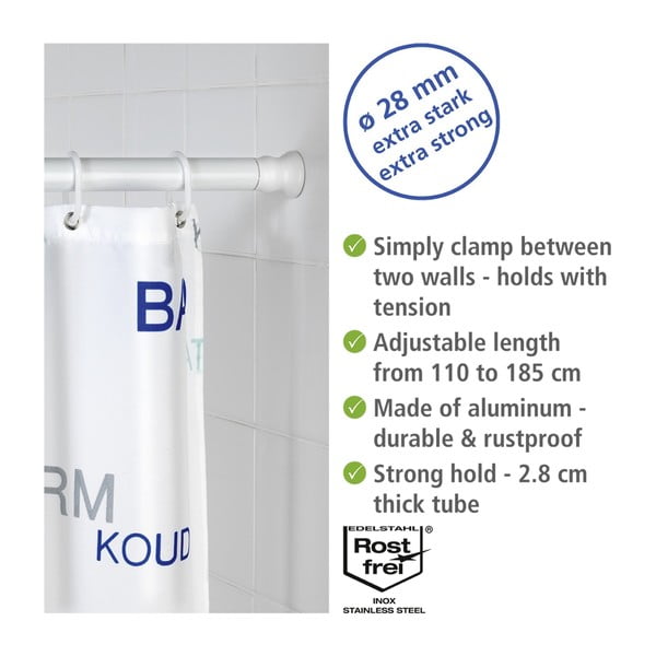 Biały drążek na zasłonę prysznicową 110 - 185 cm – Wenko-image-3