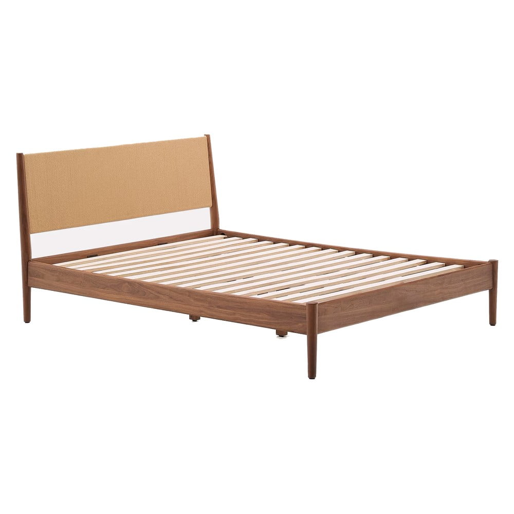 Ciemnobrązowe łóżko dwuosobowe ze stelażem 160x200 cm Elan – Kave Home