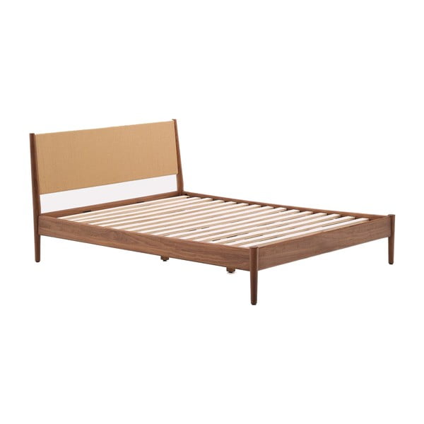 Ciemnobrązowe łóżko dwuosobowe ze stelażem 160x200 cm Elan – Kave Home