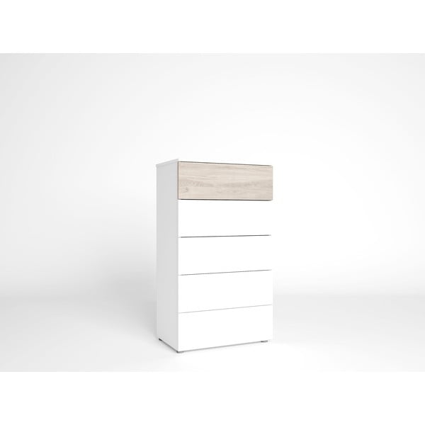 Biała wysoka komoda w dekorze dębu 62x111 cm Sahara – Marckeric-image-2