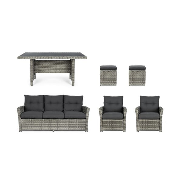 Szary zestaw mebli ogrodowych z imitacji rattanu dla 6 osób Ariel   – Bizzotto-image-3