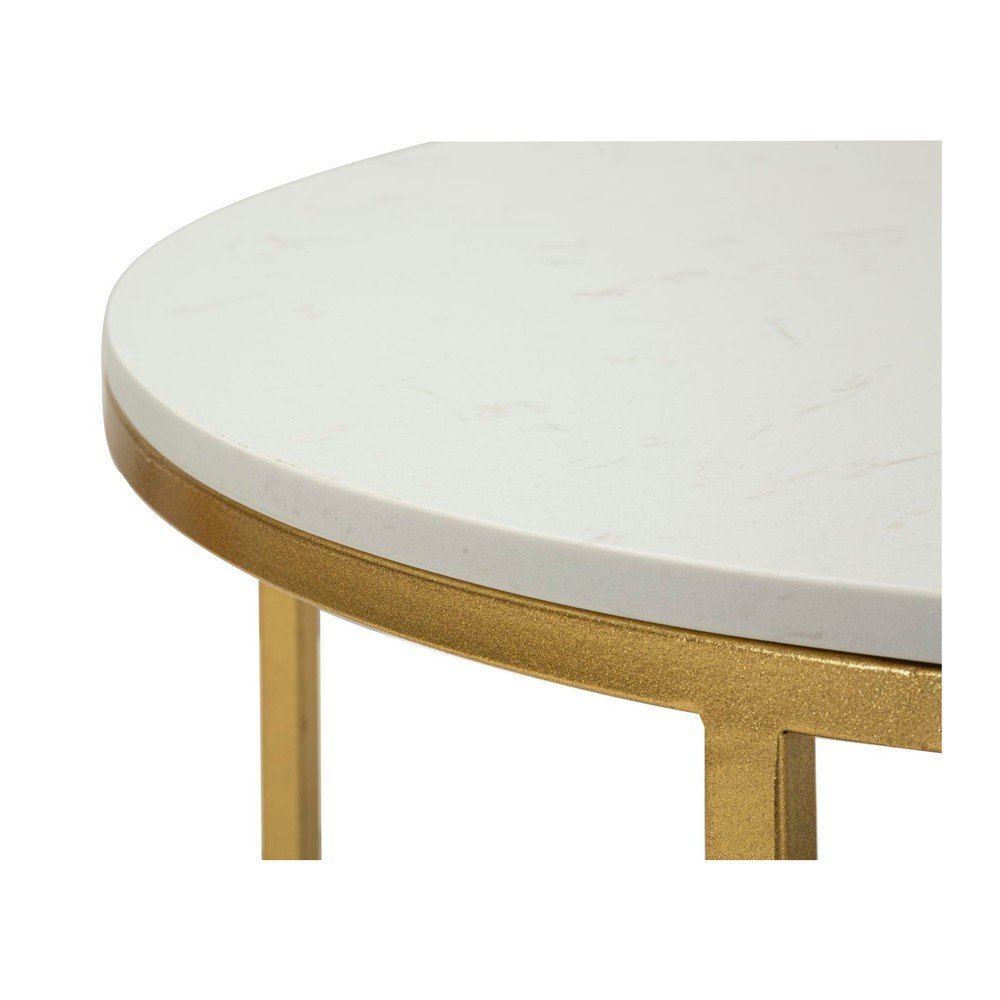 Stolik w biało-złotym kolorze z marmurowym blatem 60x90 cm Izmir – Mauro Ferretti (zdjęcie 7)