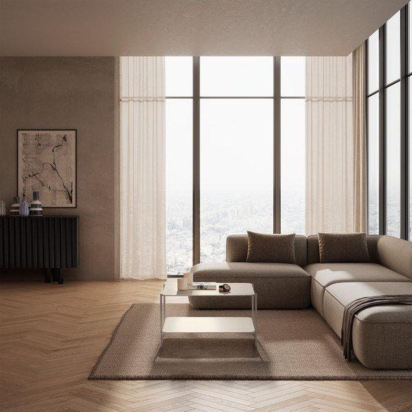 Kremowy metalowy stolik 70x73 cm Beatrix – MOME-image-1