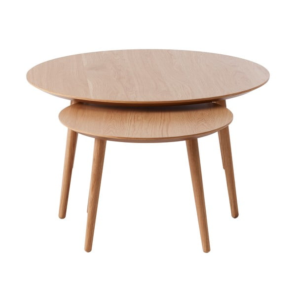 Okrągłe stoliki w dekorze dębu zestaw 2 szt. ø 88 cm Adda – Unique Furniture