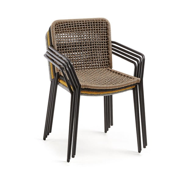 Beżowe krzesło ogrodowe ze stalową konstrukcją Kave Home Bomer-image-4