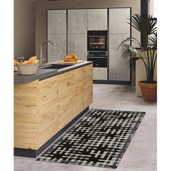 Czarny chodnik odpowiedni do prania 55x115 cm Dama Nero – Floorita-image-1