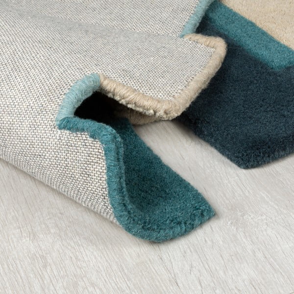 Niebiesko-beżowy wełniany chodnik 66x300 cm Collage – Flair Rugs-image-3