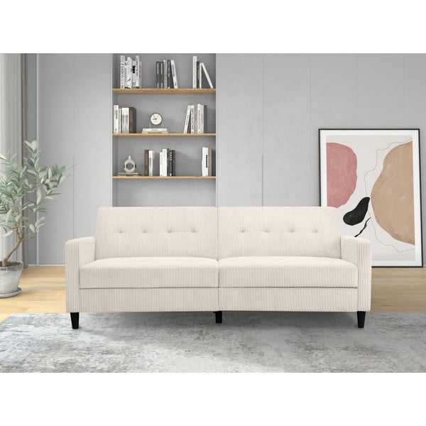 Biała sztruksowa rozkładana sofa 82 cm Hartford – Støraa-image-1