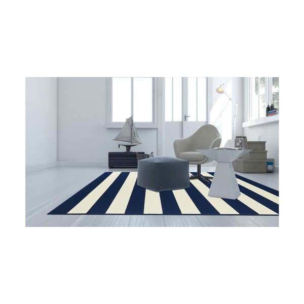 Niebiesko-biały dywan odpowiedni na zewnątrz Floorita Stripes, 133x190 cm-image-3