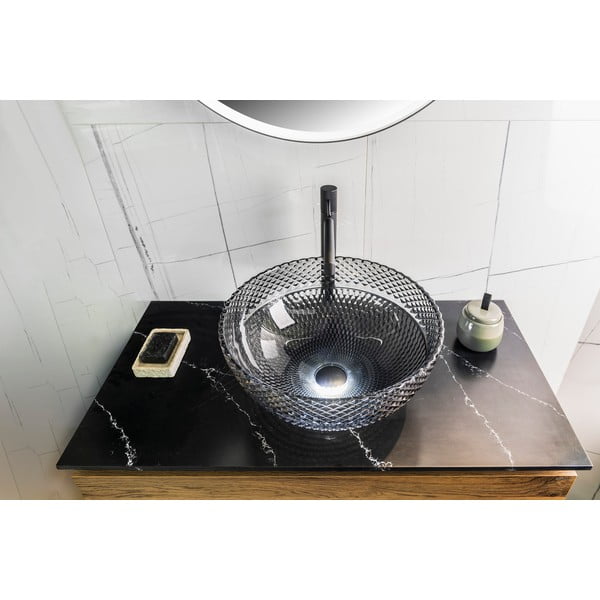 Czarna szklana okrągła umywalka ø 39,5 cm Marac – Sapho-image-2