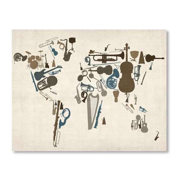 Plakat z mapą świata Americanflat Instruments, 60x42 cm