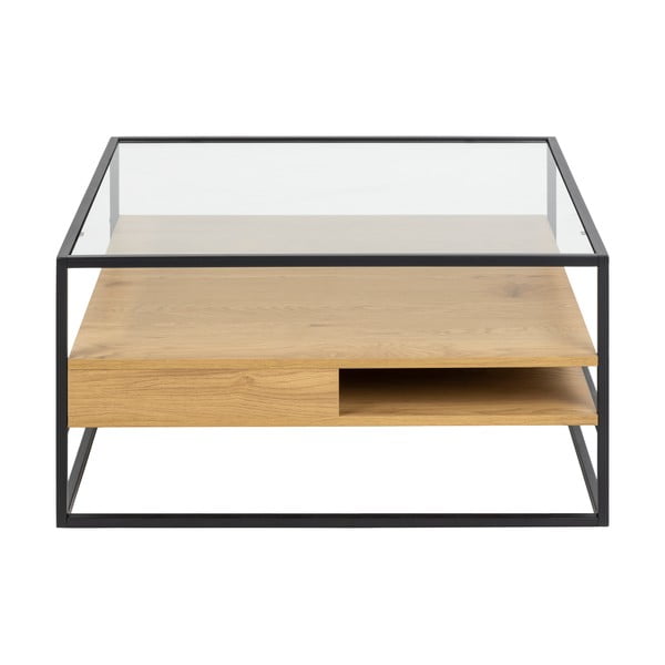 Naturalny stolik ze szklanym blatem 80x80 cm Randolf – Actona