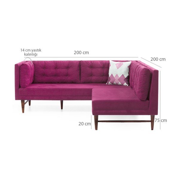 Różowa sofa narożna Balcab Home Barbara-image-2