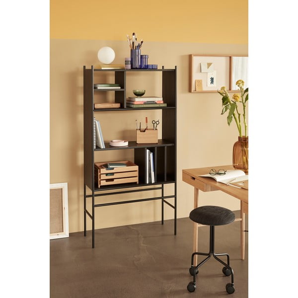 Czarny regał z drewna jesionowego Hübsch Divide, 79x160 cm-image-1