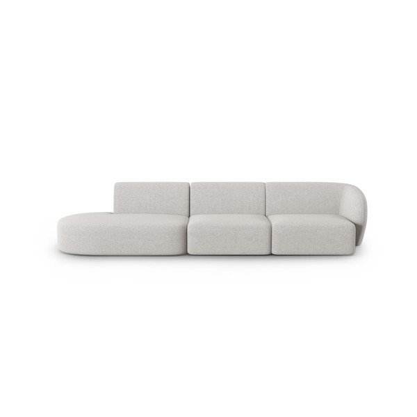 Jasnoszara sofa  z tkaniny szenilowej prawostronna 311 cm Paolo – Milo Casa