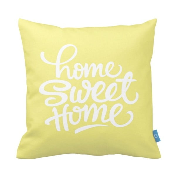Żółta poszewka na poduszkę Home Sweet Home, 40x40 cm