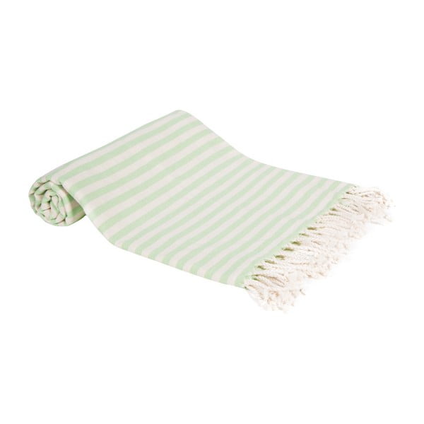 Zielony ręcznik kąpielowy tkany ręcznie Ivy's Yonca, 100x180 cm