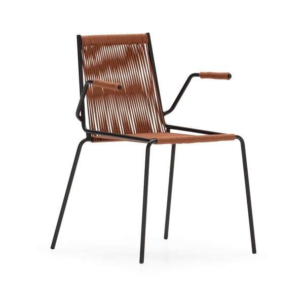 Metalowe krzesła zestaw z podłokietnikami/sztaplowane 2 szt. w kolorze terakoty Emily – Marckeric