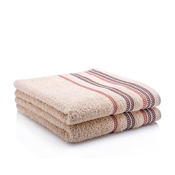 Komplet 2 ręczników Hugo Beige, 50x90 cm