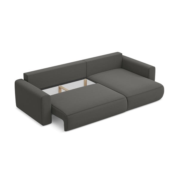 Ciemnoszary aksamitny rozkładany/ze schowkiem narożnik (prawostronny/z szezlongiem) Kapua – Makamii-image-4
