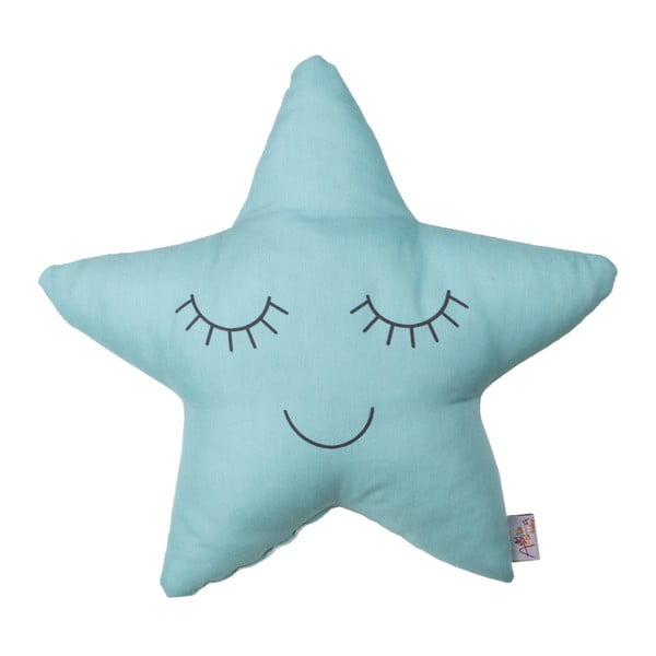 Turkusowa poduszka dziecięca z domieszką bawełny Mike & Co. NEW YORK Pillow Toy Star, 35x35 cm