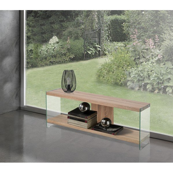 Szklana szafka pod TV w naturalnym kolorze 120x45x29,5 cm Nancy – Tomasucci-image-1