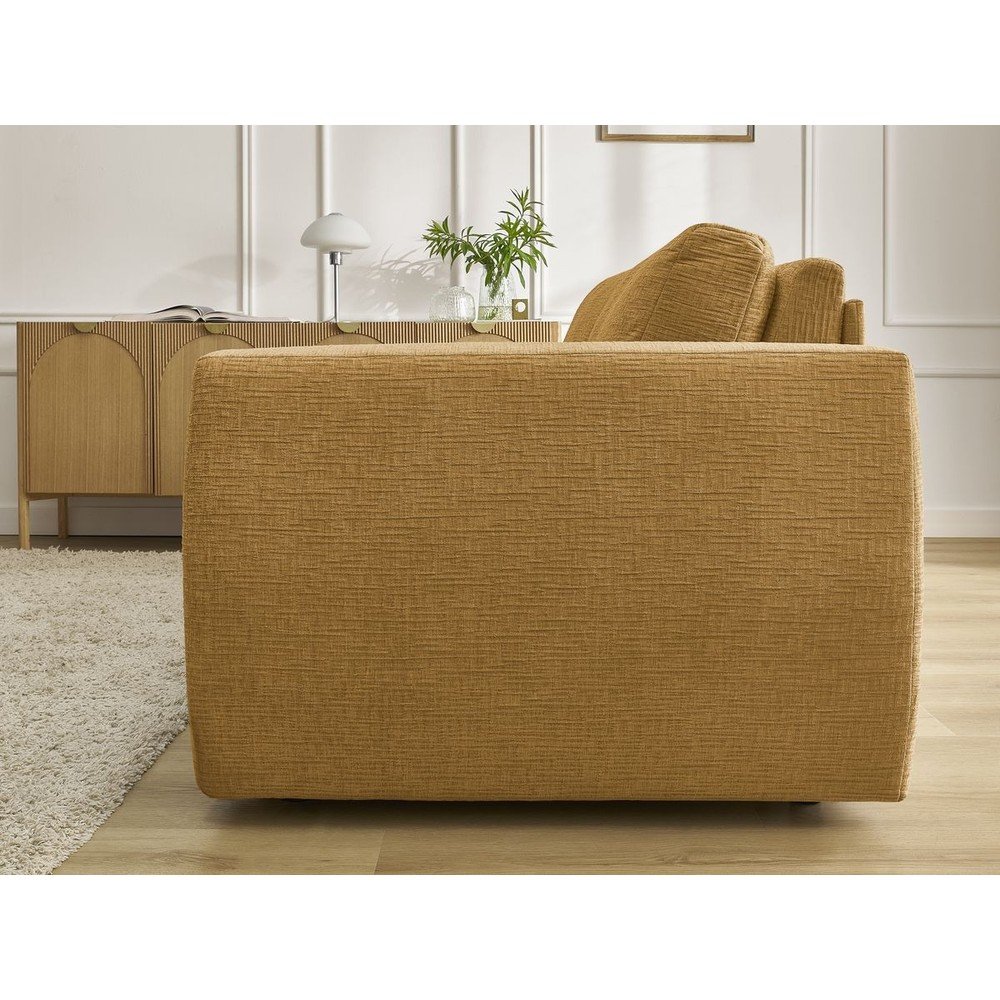 Musztardowa rozkładana sofa do spania z tkaniny szenilowej 220 cm Hugo – Bobochic Paris (zdjęcie 7)