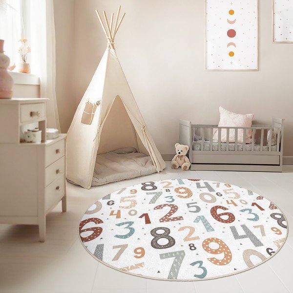 Dziecięcy dywan do zabawy odpowiedni do prania ø120 cm Happy Numbers – Mila Home-image-1