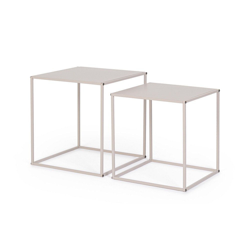 Beżowe metalowe stoliki zestaw 2 szt. 38x38 cm Alrik – Yes Everyday
