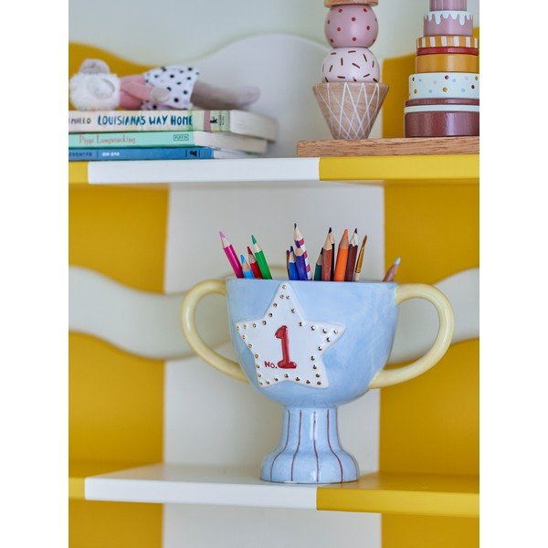 Ceramiczna ręcznie malowana osłonka na doniczkę Trophy – Bloomingville Mini-image-1