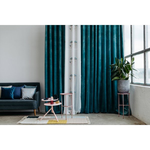 Biało-niebieska firanka 140x260 cm Elba – Mendola Fabrics-image-4