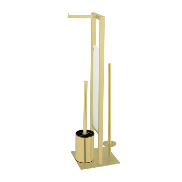 Stojak na papier toaletowy ze stali nierdzewnej w kolorze złota ze szczotką Rivalta – Wenko-image-4