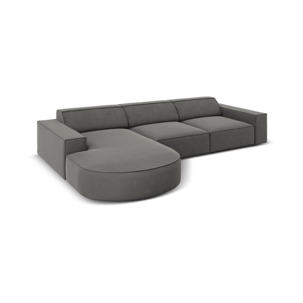 Szary aksamitny narożnik (lewostronny) Jodie − Micadoni Home-image-4