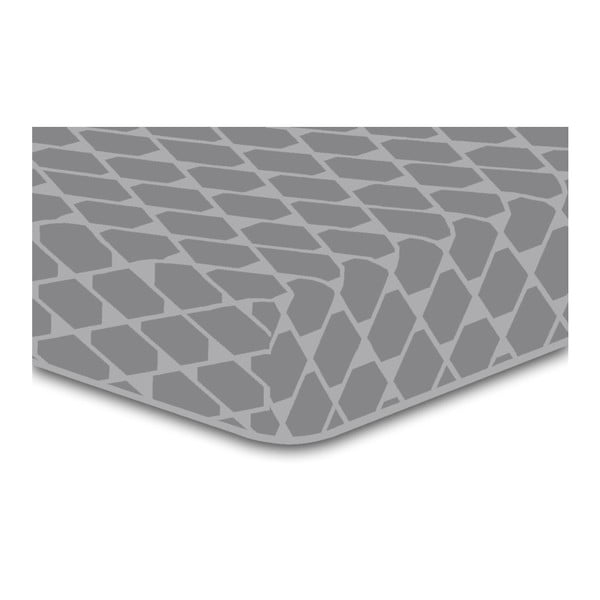 Szare prześcieradło elastyczne ze wzorem DecoKing Rhombuses, 180x200 cm
