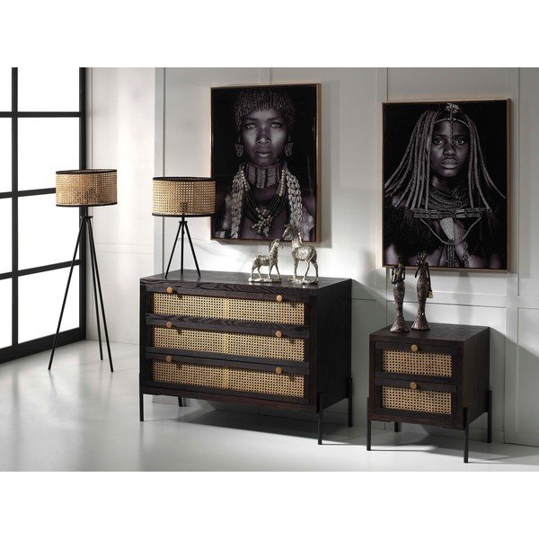 Czarno-naturalna niska komoda z litego drewna jodłowego 100x78 cm Kenia – Burkina-image-2