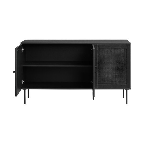 Czarna niska komoda w dekorze dębu 140x80 cm Pensacola – Unique Furniture-image-3