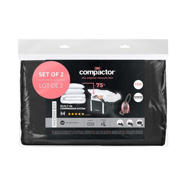 Tekstylne pojemniki do przechowywania ubrań zestaw 2 szt. próżniowe/usztywniane 42x25x25 cm Black Edition – Compactor-image-4