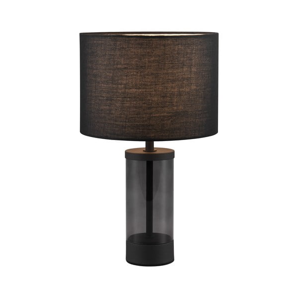 Czarna lampa stołowa z tekstylnym kloszem (wys. 33,5 cm) Grazia – Trio