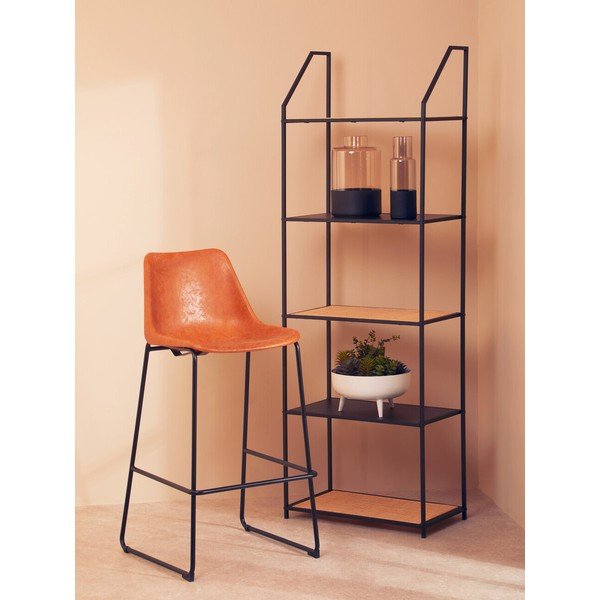 Czarny/w naturalnym kolorze metalowy regał 61x179x34 cm Depok – Premier Housewares-image-1